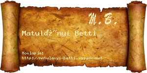 Matulányi Betti névjegykártya